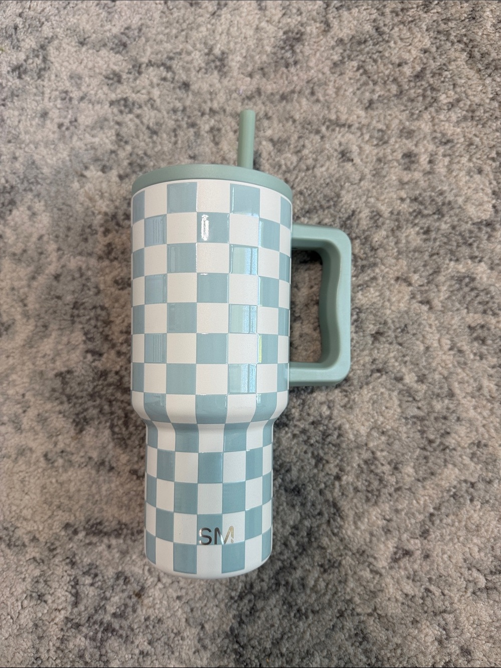 Simple Modern - Checkered Sage green & White Travel Tumbler 30oz with Handle